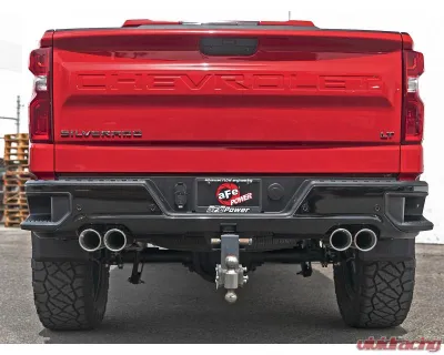 aFe Power Vulcan Series 3" to Dual 3" 304 Stainless Steel Catback Exhaust System with Polished Tip GM Silverado | Sierra 1500 V8-5.3L 2019-2024 - 49-34105-P