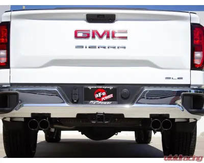 aFe Power Vulcan Series 3" to Dual 2-1/2" 304 Stainless Steel Catback Exhaust System with Black Tips GM Silverado | Sierra 1500 L4-2.7L t 2019-2024 - 49-34110-B