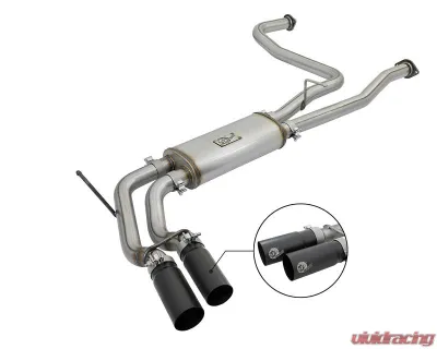 aFe Power Rebel Series 2-1/2" 409 Stainless Steel Catback Exhaust System with Black Tips Nissan Titan Gas V8-5.6L 2017-2024 - 49-46126-B