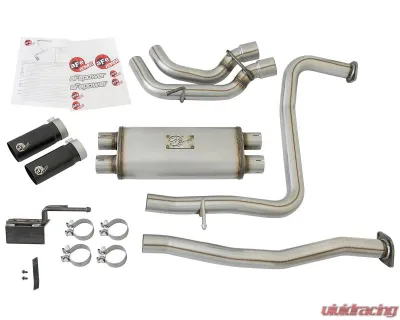 aFe Power Rebel Series 2-1/2" 409 Stainless Steel Catback Exhaust System with Black Tips Nissan Titan Gas V8-5.6L 2017-2024 - 49-46126-B