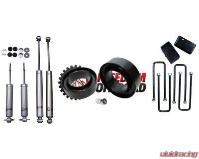 Freedom Off-Road 3 Inch Front / 2 Inch Rear Blocks w/ U-Bolts Lift Leveling Kit with Shocks GM Silverado | Sierra 1500 1999-2006 - FO-G301F30+FO-U30120+FO-G403+FO-G301-RWD