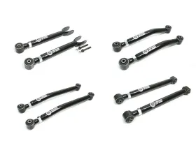 Freedom Off-Road Adjustable Front Upper + Lower and Rear Upper + Lower Control Arms 0-4.5 Inch Lift 8 pc kit Jeep Wrangler JK 2007-2018
