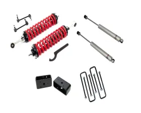 Freedom Off-Road 2.5-5 Inch Adjustable Coilovers 3 Inch Rear Blocks w/ U Bolts and Shocks Toyota Tacoma 2005-2023
