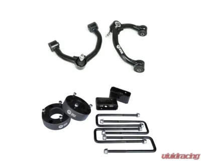 Freedom Off-Road 3" Front Strut Spacer/3" Rear Lift Blocks w/ U Bolts & Front Upper Control Arms Ford F-150 2021-2024 - FO-F604-3AL+FO-F708FU