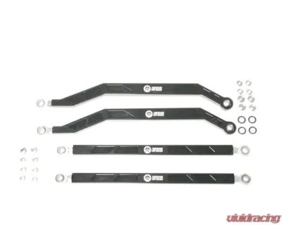 Freedom Off-Road High Clearance Heavy Duty Radius Rod Set (4) - Black Polaris RZR 2017-2024 - FOP-P704RL-ADJ-BK