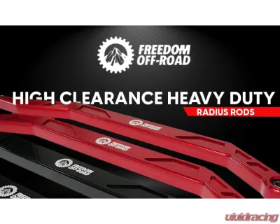 Freedom Off-Road High Clearance Heavy Duty Radius Rod Set (4) - Black Polaris RZR 2017-2024 - FOP-P704RL-ADJ-BK
