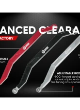 Freedom Off-Road High Clearance Heavy Duty Radius Rod Set (4) - Black Polaris RZR 2017-2024                                     - FOP-P704RL-ADJ-BK - Image 6