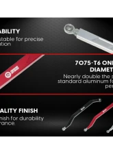 Freedom Off-Road High Clearance Heavy Duty Radius Rod Set (4) - Black Polaris RZR 2017-2024                                     - FOP-P704RL-ADJ-BK - Image 8