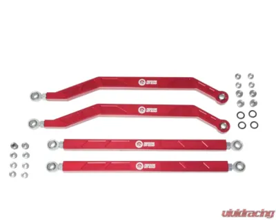 Freedom Off-Road High Clearance Heavy Duty Radius Rod Set (4) - Red Polaris RZR 2017-2024 - FOP-P704RL-ADJ-RE