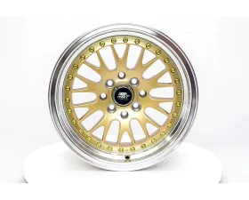 MST MT10 Series Wheel 15x8.0 4x100/4x114.3 25mm Gold w/ Machined Lip