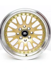 MST MT10 Series Wheel 15x8.0 4x100/4x114.3 25mm Gold w/ Machined Lip                                     - 10-5816-25-GLDL - Image 4