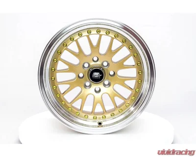 MST MT10 Series Wheel 15x8.0 4x100/4x114.3 25mm Gold w/ Machined Lip - 10-5816-25-GLDL