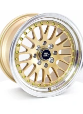 MST MT10 Series Wheel 15x8.0 4x100/4x114.3 25mm Gold w/ Machined Lip                                     - 10-5816-25-GLDL - Image 2