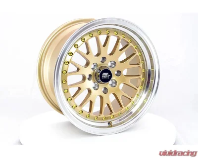 MST MT10 Series Wheel 15x8.0 4x100/4x114.3 25mm Gold w/ Machined Lip - 10-5816-25-GLDL