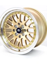 MST MT10 Series Wheel 15x8.0 4x100/4x114.3 25mm Gold w/ Machined Lip                                     - 10-5816-25-GLDL - Image 3