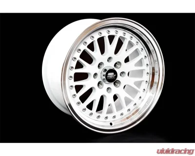 MST MT10 Series Wheel 15x8.0 4x100/4x114.3 25mm White w/ Machined Lip - 10-5816-25-WHTL