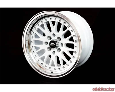 MST MT10 Series Wheel 15x8.0 4x100/4x114.3 25mm White w/ Machined Lip - 10-5816-25-WHTL