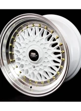 MST MT13 Series Wheel 15x8.0 4x100/4x114.3 +20mm White w/ Machined Lip Gold Rivets                                     - 13-5816-20-WTGL - Image 3