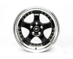 MST MT07 Series Wheel 17x9.0 5x114.3 +20mm Black w/ Machined Lip Gold Rivets