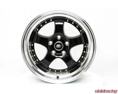 MST MT07 Series Wheel 17x9.0 5x114.3 +20mm Black w/ Machined Lip Gold Rivets - 07-7965-20-BKGL