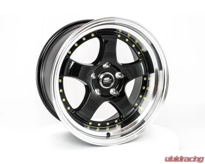 MST MT07 Series Wheel 17x9.0 5x114.3 +20mm Black w/ Machined Lip Gold Rivets - 07-7965-20-BKGL