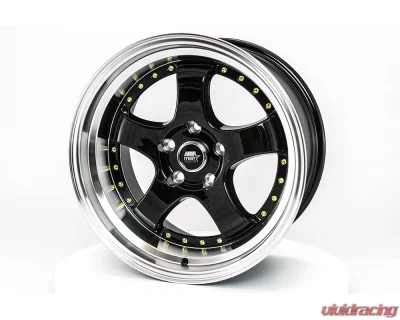 MST MT07 Series Wheel 17x9.0 5x114.3 +20mm Black w/ Machined Lip Gold Rivets - 07-7965-20-BKGL