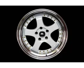 MST MT07 Series Wheel 17x9.0 5x114.3 +20mm White w/ Machined Lip Gold Rivets