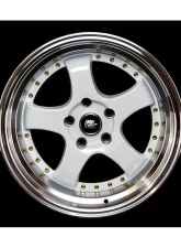 MST MT07 Series Wheel 18x9.5 5x114.3 +20mm White w/ Machined Lip Gold Rivets                                     - 07-89565-20-WTGL - Image 4