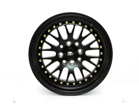 MST MT10 Series Wheel 15x8.0 4x100/4x114.3 25mm Matte Black w/ Gold Rivets
