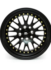 MST MT10 Series Wheel 15x7.0 5x100/5x114.3 20mm Matte Black w/ Gold Rivets                                     - 10-5717-20-MBG - Image 4