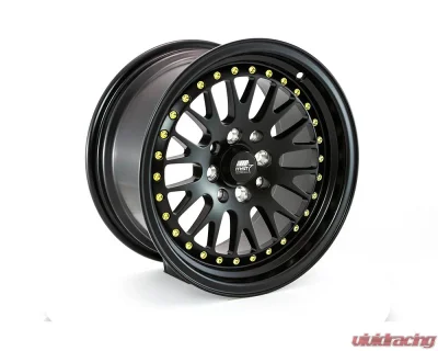 MST MT10 Series Wheel 15x7.0 5x100/5x114.3 20mm Matte Black w/ Gold Rivets - 10-5717-20-MBG