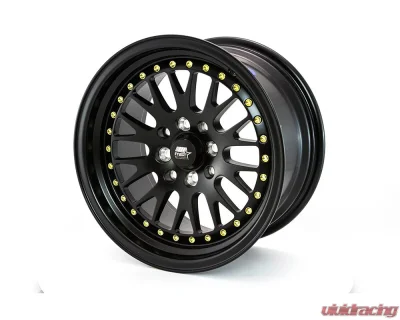 MST MT10 Series Wheel 15x8.0 4x100/4x114.3 25mm Matte Black w/ Gold Rivets - 10-5816-25-MBG