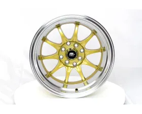 MST MT11 Series Wheel 15x8.0 4x100/4x114.3 0mm Gold w/ Machined Lip