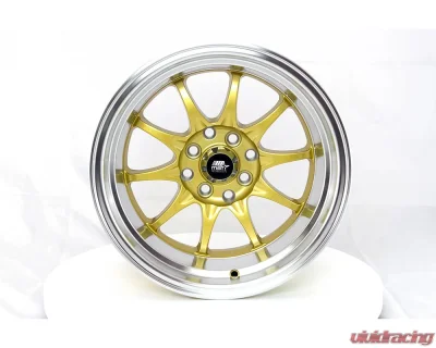 MST MT11 Series Wheel 15x8.0 4x100/4x114.3 0mm Gold w/ Machined Lip - 11-5816-0-GLDL