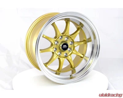 MST MT11 Series Wheel 15x8.0 4x100/4x114.3 0mm Gold w/ Machined Lip - 11-5816-0-GLDL