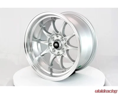 MST MT11 Series Wheel 15x9.0 4x100/4x114.3 0mm Silver w/ Machined Lip - 11-5916-0-SILL