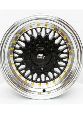 MST MT13 Series Wheel 16x8.0 5x100/5x114.3 +20mm Black w/ Machined Lip Gold Rivets                                     - 13-6817-20-BKGL - Image 4