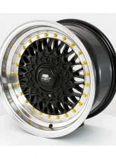 MST MT13 Series Wheel 16x8.0 5x100/5x114.3 +20mm Black w/ Machined Lip Gold Rivets                                     - 13-6817-20-BKGL - Image 3