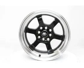 MST Time Attack Series Wheel 15x8.0 4x100/4x114.3 0mm Black w/ Machined Lip