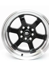 MST Time Attack Series Wheel 15x8.0 4x100/4x114.3 0mm Black w/ Machined Lip                                     - 01T-5816-0-BLKL - Image 4