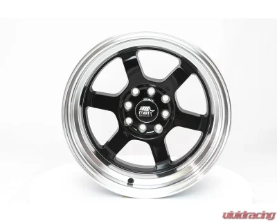 MST Time Attack Series Wheel 15x8.0 4x100/4x114.3 0mm Black w/ Machined Lip - 01T-5816-0-BLKL