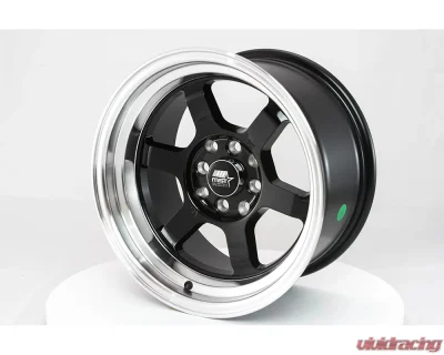 MST Time Attack Series Wheel 15x8.0 4x100/4x114.3 0mm Black w/ Machined Lip - 01T-5816-0-BLKL