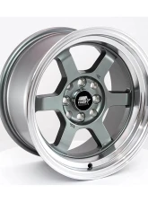 MST Time Attack Series Wheel 15x8.0 4x100/4x114.3 0mm Gunmetal w/ Machined Lip                                     - 01T-5816-0-GNML - Image 2