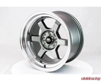 MST Time Attack Series Wheel 15x8.0 4x100/4x114.3 0mm Gunmetal w/ Machined Lip - 01T-5816-0-GNML