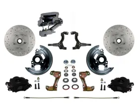 Leed Brakes Manual Front Disc Brake Kit w/ Black Powder Coated Calipers Disc Drun Pontiac Tempest 1964-1970