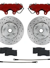 Leed Brakes 4 Piston Red Powder Coated Calipers w/ Maxgrip XDS Rotors Ford Mustang 1964-1967                                     - RCC0001RKX - Image 5