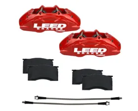 Leed Brakes 4 Piston Red Maxgrip Lite Aluminum Calipers Ford Mustang 1964-1967