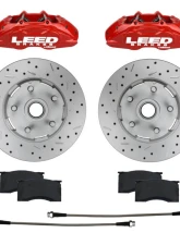 Leed Brakes 4 Piston Red Maxgrip Lite Aluminum Calipers & Rotors Ford Mustang 1964-1967                                     - RCC0005RKX - Image 6