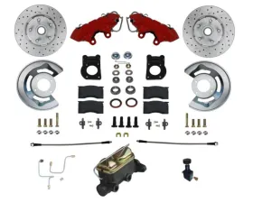 Leed Brakes Manual Front Kit w/ Drilled Rotors & Red Powder Coated Calipers Ford Mustang 1964-1966