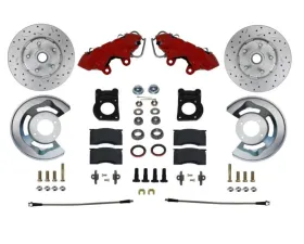 Leed Brakes Spindle Kit w/ Drilled Rotors & Red Power Coated Calipers Ford Falcon 1963-1965